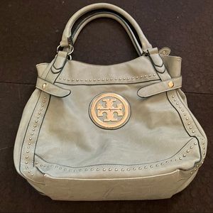 Gorgeous Mint Green with gold embellishments vegan shoulder bag tote handbag.